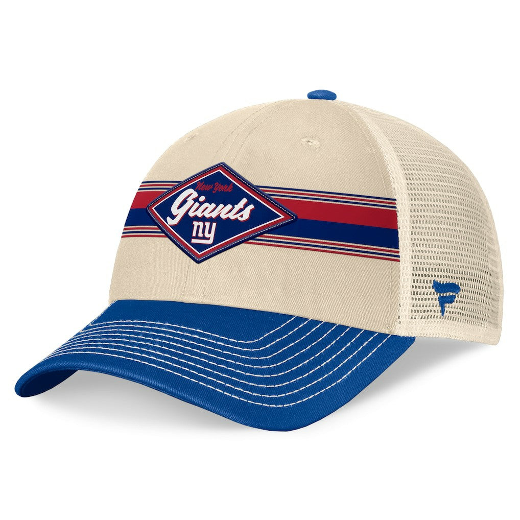 New York Giants Diamond Stripe Trucker Adjustable Hat - Natural/Royal - Fanatics