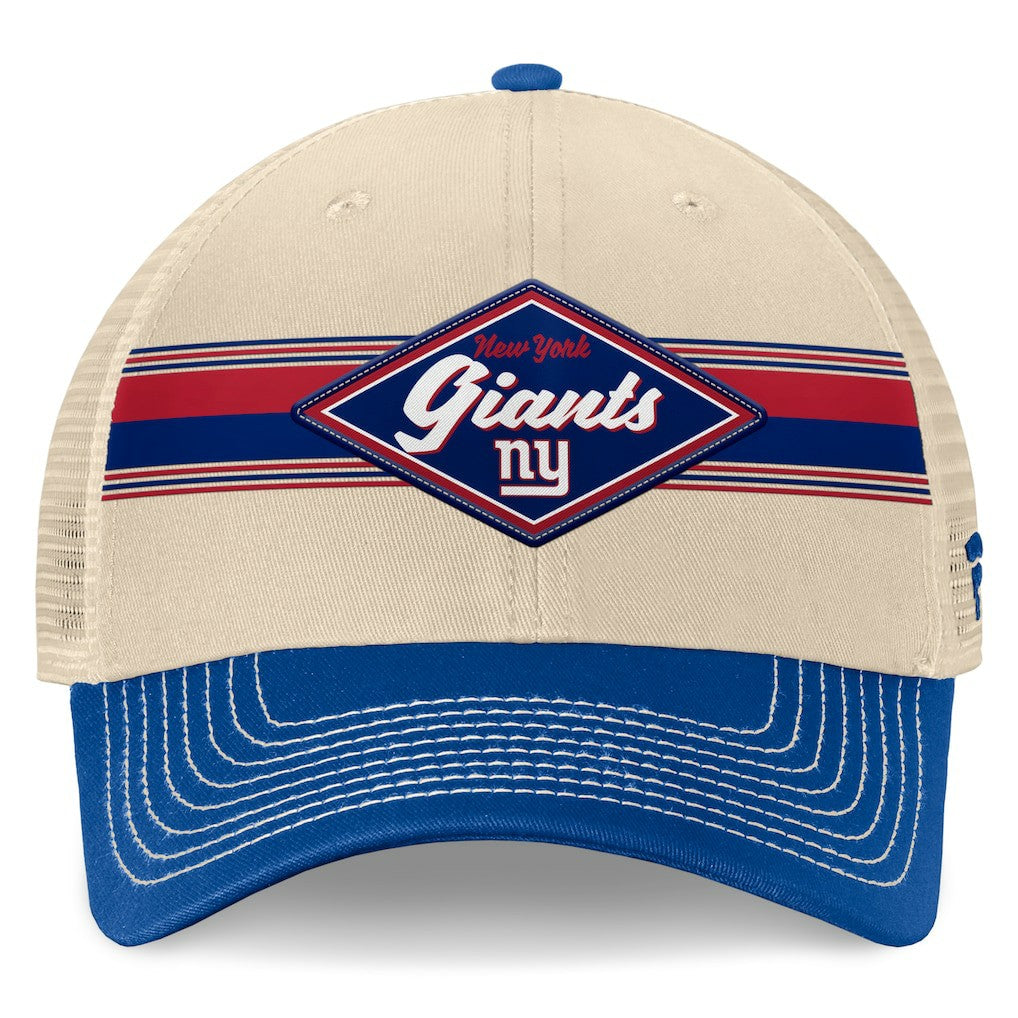 New York Giants Diamond Stripe Trucker Adjustable Hat - Natural/Royal - Fanatics