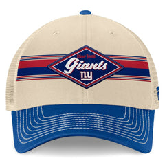 New York Giants Diamond Stripe Trucker Adjustable Hat - Natural/Royal - Fanatics