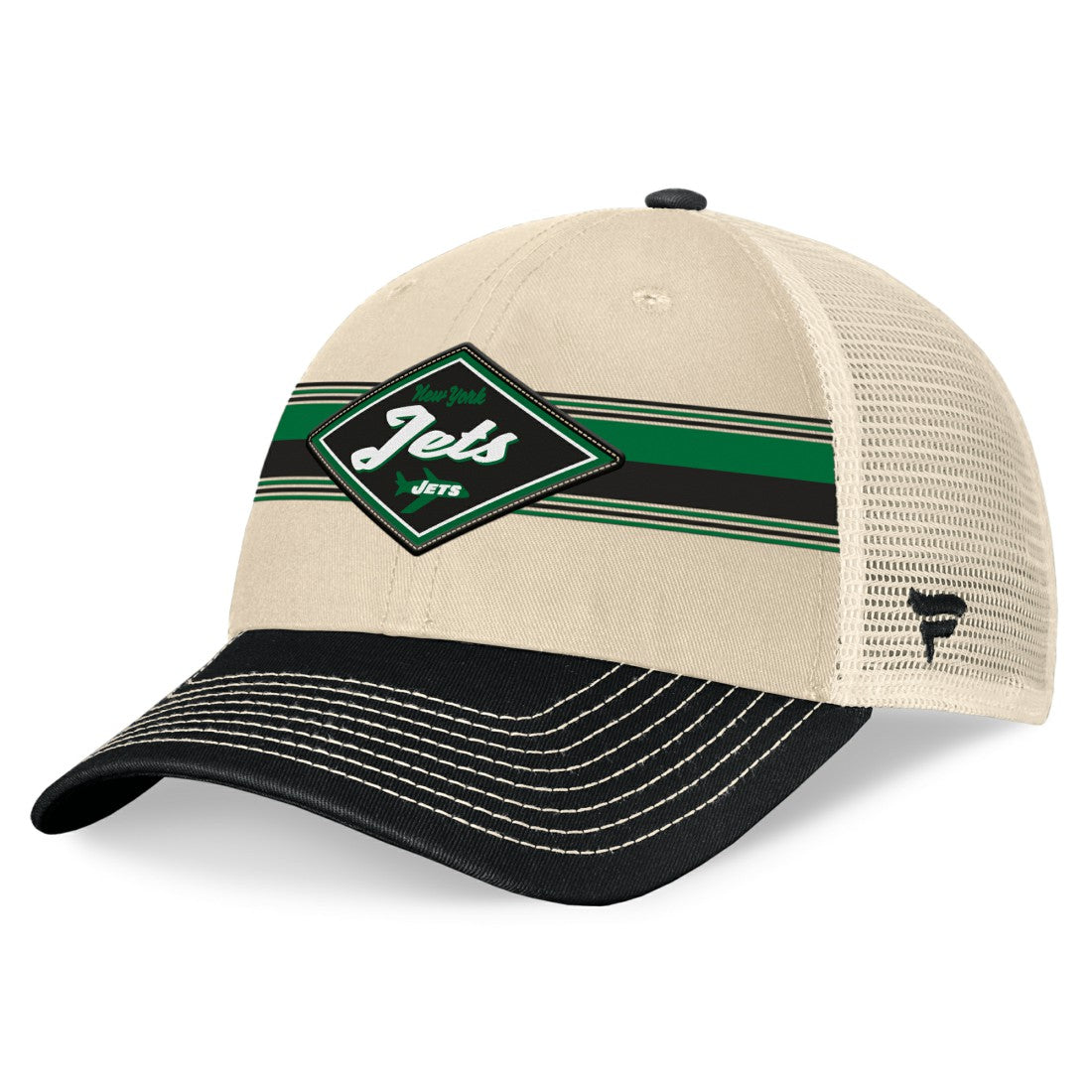 New York Jets Diamond Stripe Trucker Adjustable Hat - Natural/Black - Fanatics