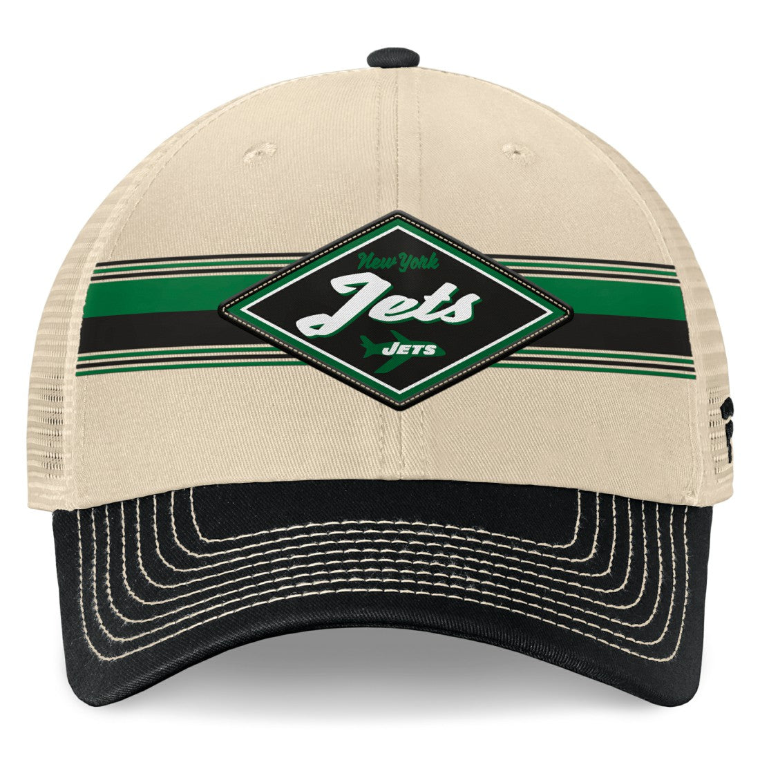 New York Jets Diamond Stripe Trucker Adjustable Hat - Natural/Black - Fanatics