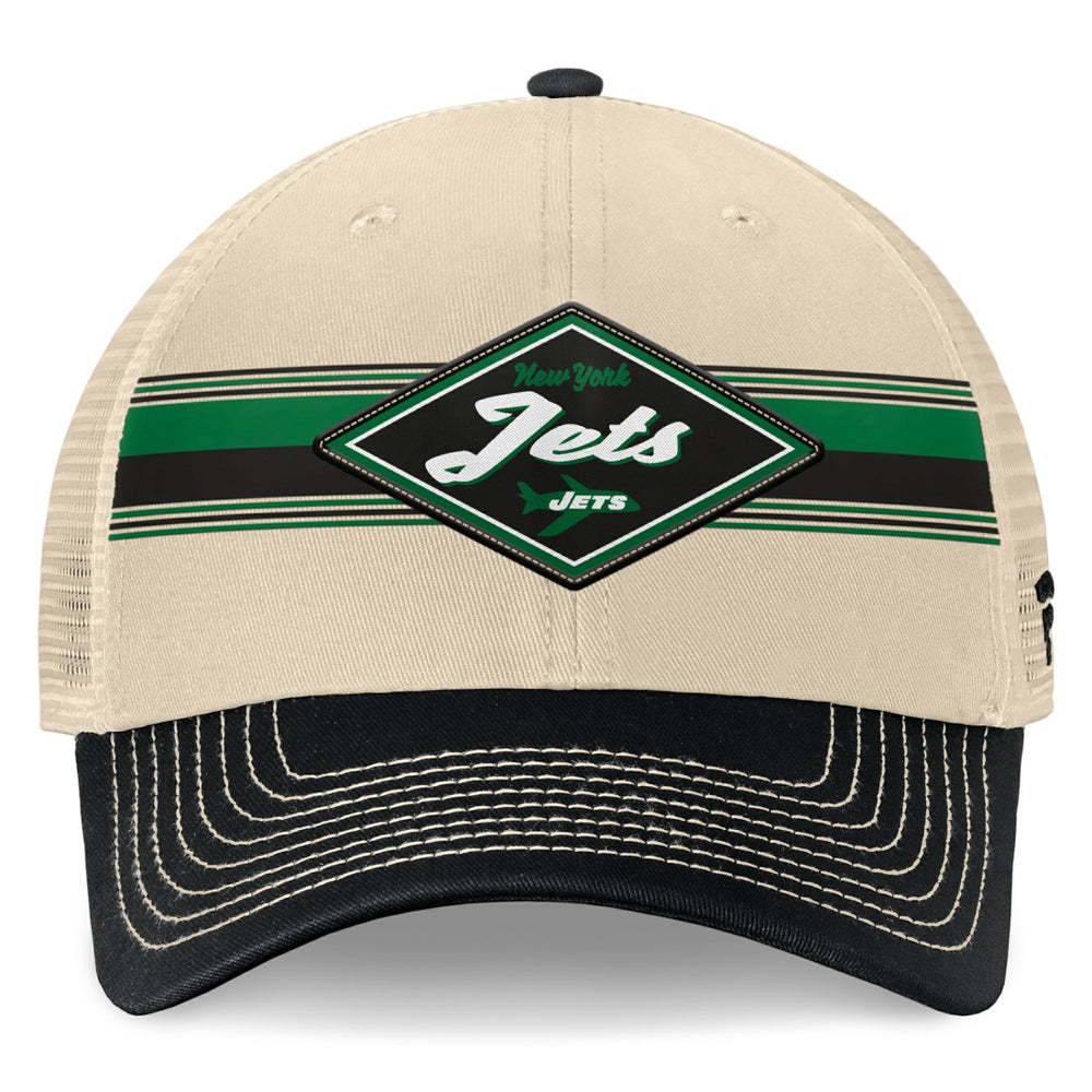 New York Jets Diamond Stripe Trucker Adjustable Hat - Natural/Black - Fanatics