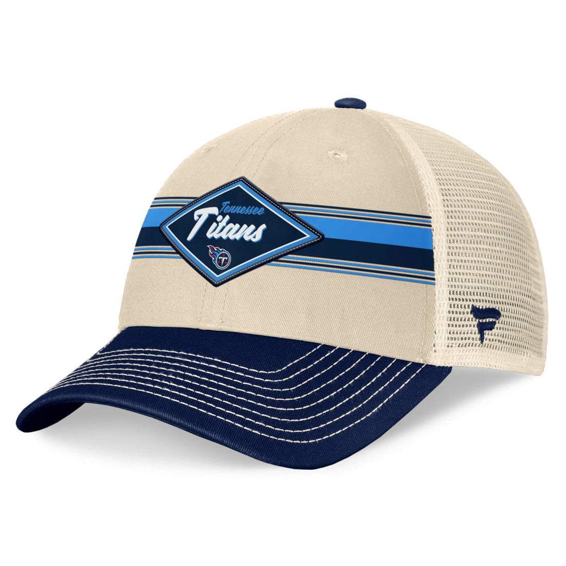 Tennessee Titans Diamond Stripe Trucker Adjustable Hat - Natural/Navy - Fanatics