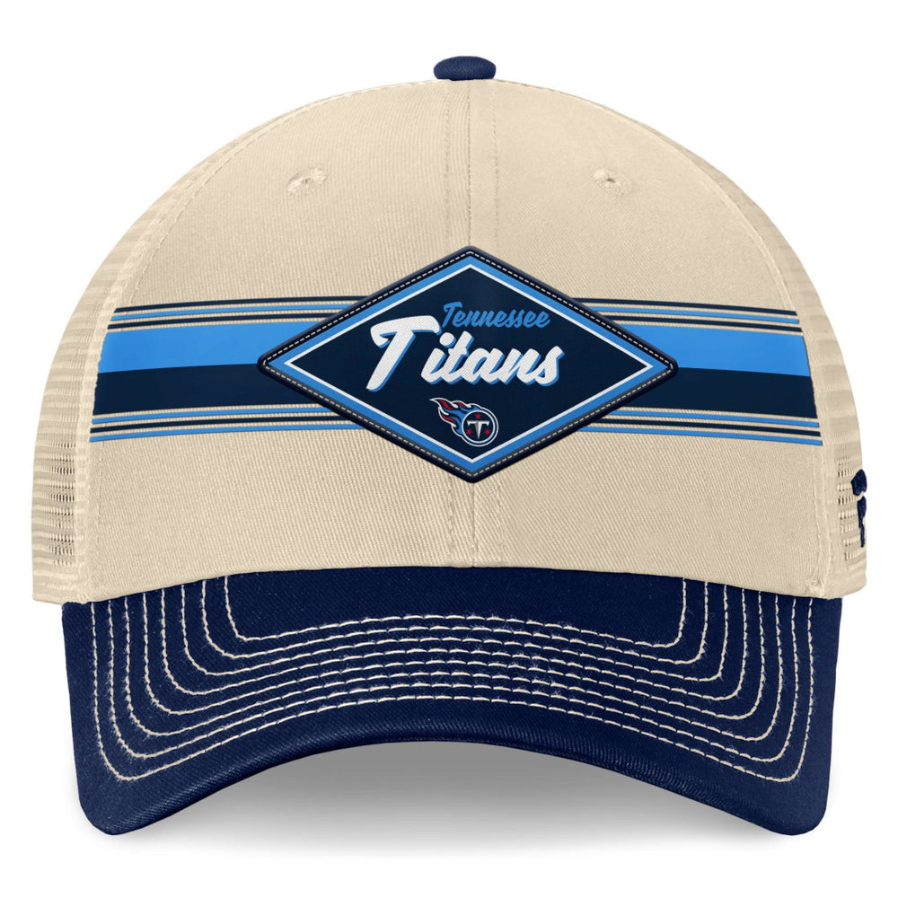 Tennessee Titans Diamond Stripe Trucker Adjustable Hat - Natural/Navy - Fanatics