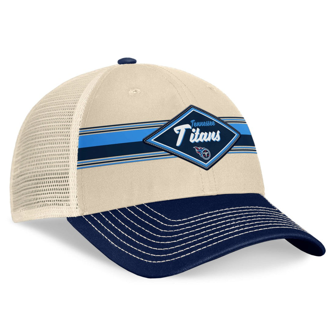 Tennessee Titans Diamond Stripe Trucker Adjustable Hat - Natural/Navy - Fanatics