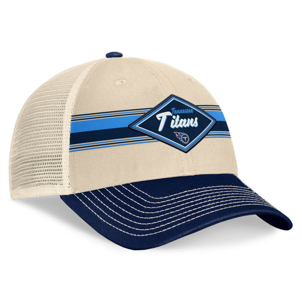 Tennessee Titans Diamond Stripe Trucker Adjustable Hat - Natural/Navy - Fanatics