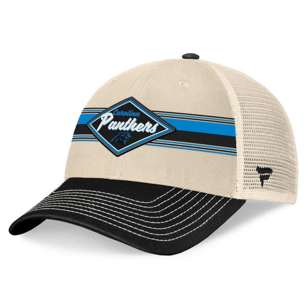 Carolina Panthers Diamond Stripe Trucker Adjustable Hat - Natural/Black - Fanatics