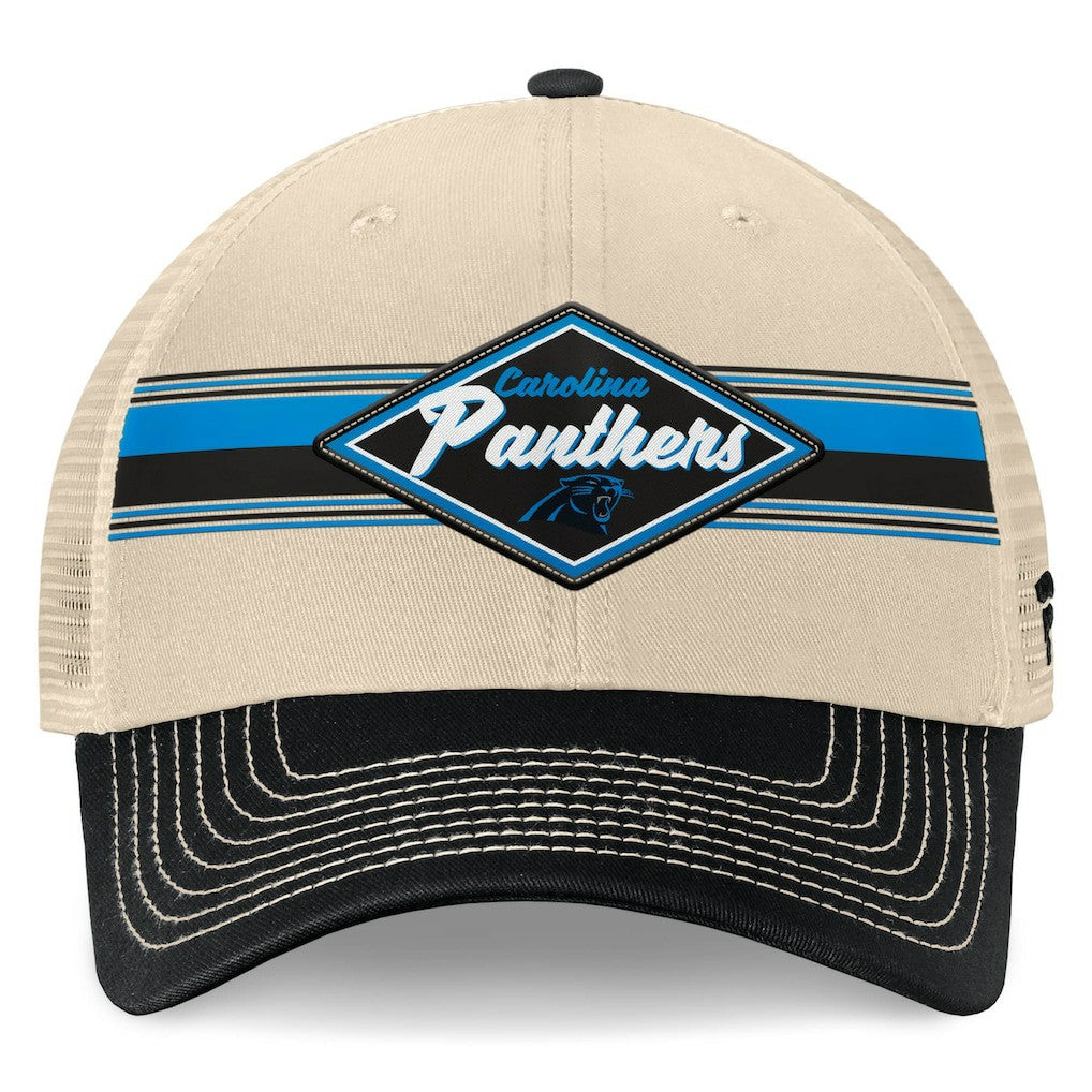 Carolina Panthers Diamond Stripe Trucker Adjustable Hat - Natural/Black - Fanatics