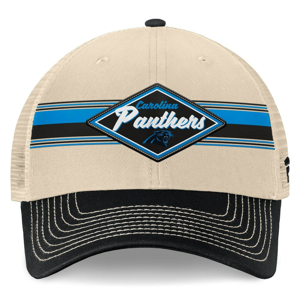 Carolina Panthers Diamond Stripe Trucker Adjustable Hat - Natural/Black - Fanatics