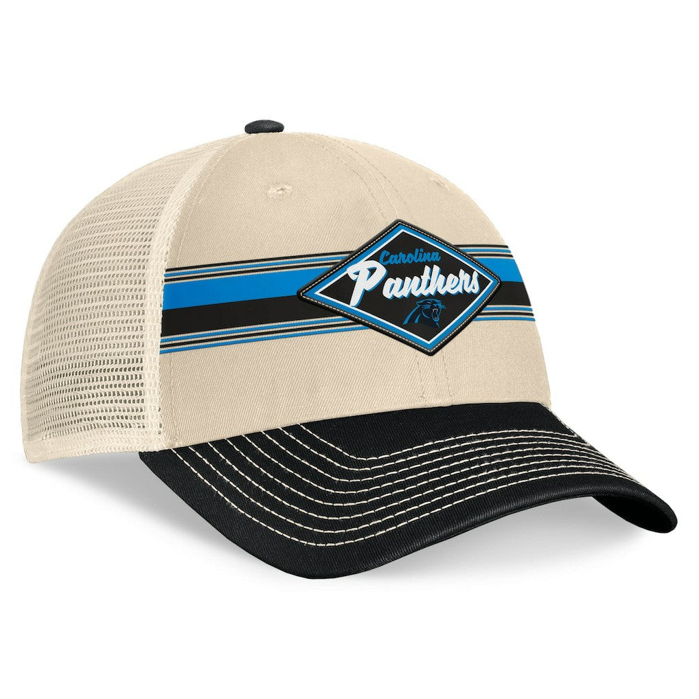 Carolina Panthers Diamond Stripe Trucker Adjustable Hat - Natural/Black - Fanatics