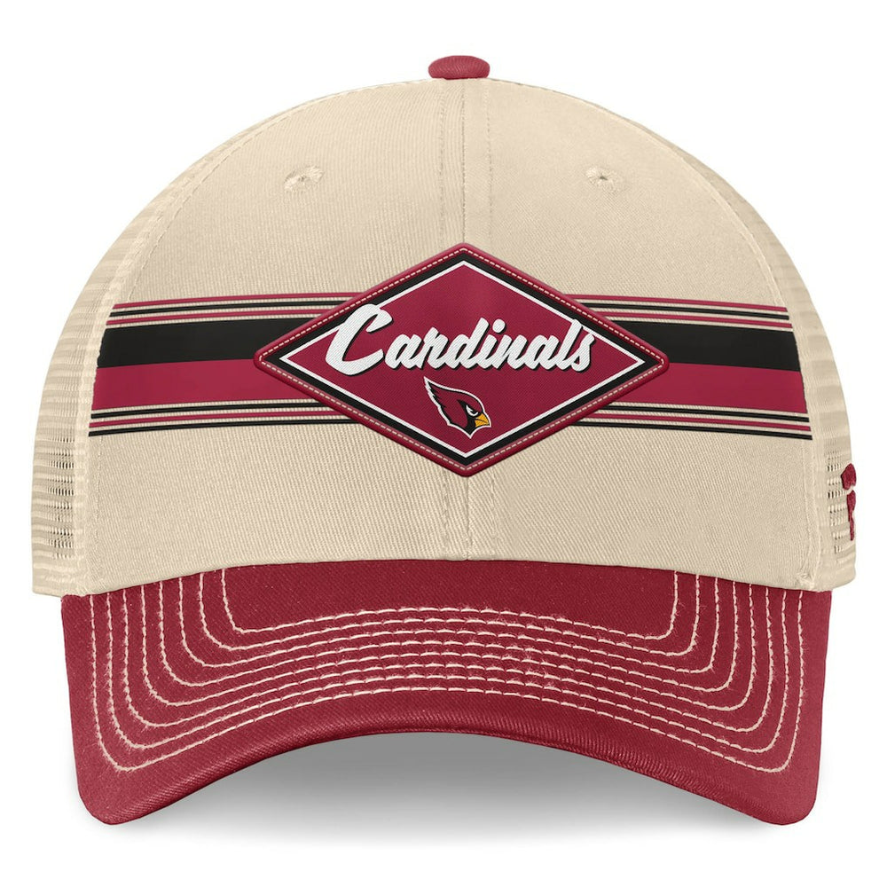 Arizona Cardinals Diamond Stripe Trucker Adjustable Hat - Natural/Cardinal - Fanatics