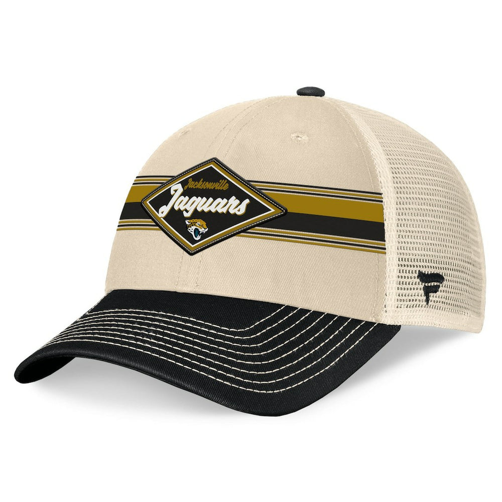 Jacksonville Jaguars Diamond Stripe Trucker Adjustable Hat - Natural/Black - Fanatics