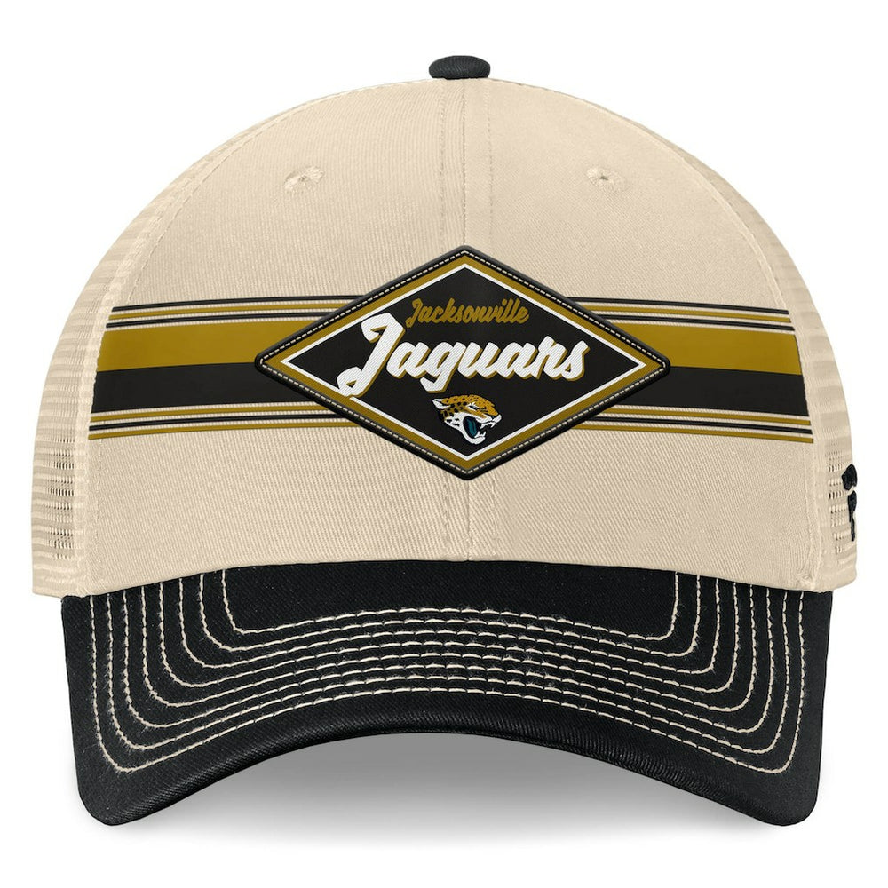 Jacksonville Jaguars Diamond Stripe Trucker Adjustable Hat - Natural/Black - Fanatics