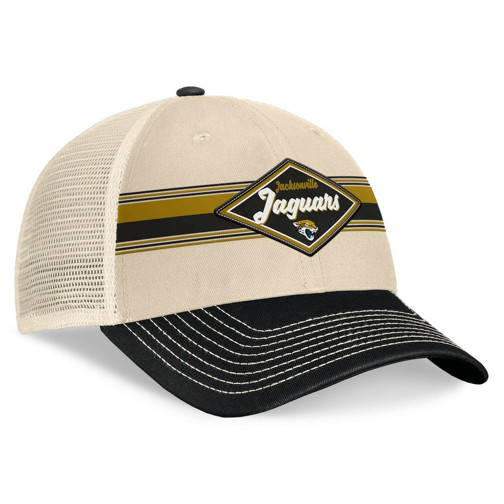 Jacksonville Jaguars Diamond Stripe Trucker Adjustable Hat - Natural/Black - Fanatics