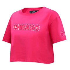 Chicago Cubs Pro Standard Women's Triple Pink Boxy Cropped T-Shirt Outlet