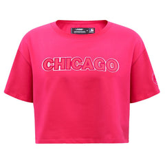 Chicago Cubs Pro Standard Women's Triple Pink Boxy Cropped T-Shirt Outlet