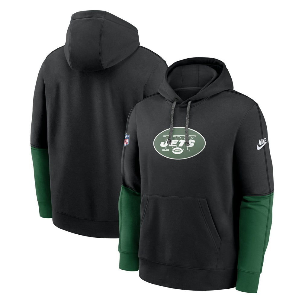 New York Jets Throwback Logo Club Tri-Blend Pullover Hoodie - Black - Nike