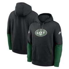 New York Jets Throwback Logo Club Tri-Blend Pullover Hoodie - Black - Nike