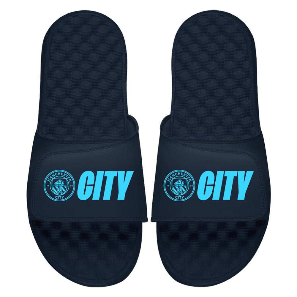 Manchester City ISlide Youth City Logo Slide Sandals Navy