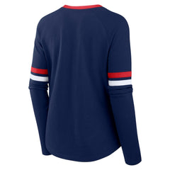 Atlanta Braves Fanatics Women's Won & Done Raglan Lace-Up Long Sleeve T-Shirt Discount