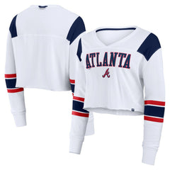 Atlanta Braves Fanatics Women's Stretch Cropped Fashion Long Sleeve T-Shirt Discount