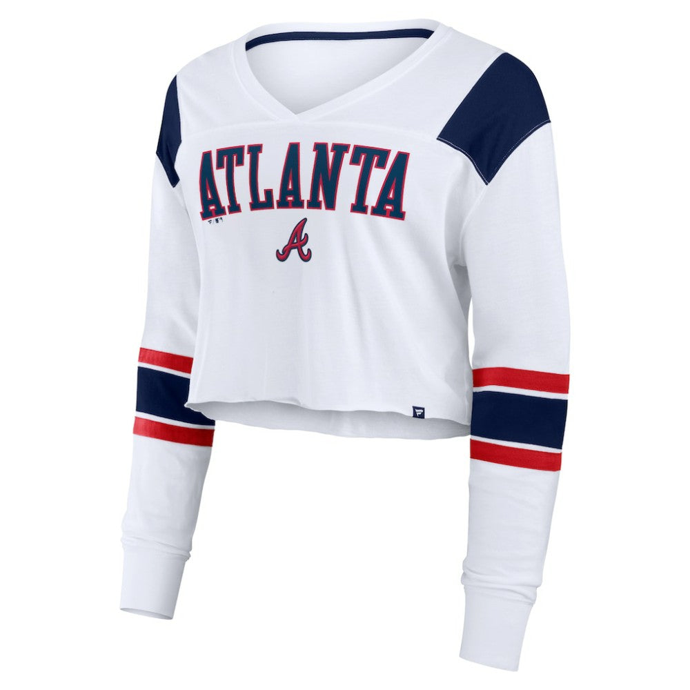 Atlanta Braves Fanatics Women's Stretch Cropped Fashion Long Sleeve T-Shirt Discount