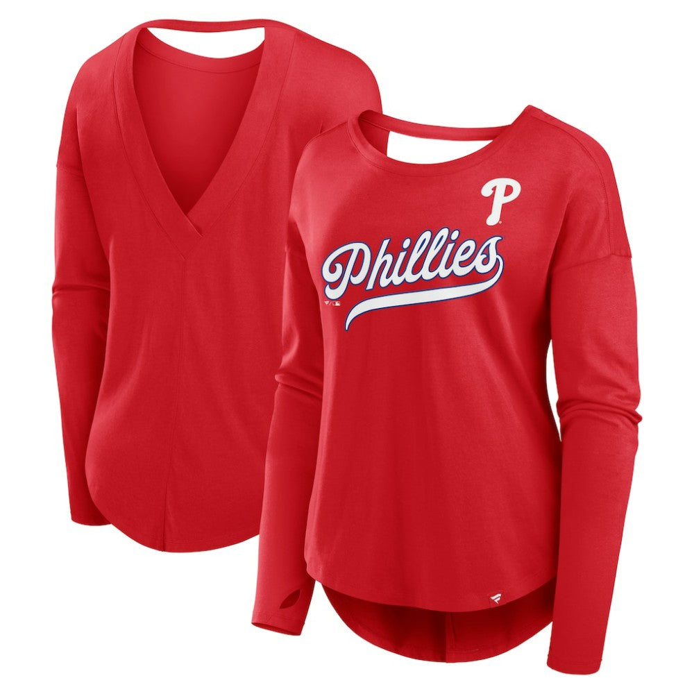 Philadelphia Phillies Fanatics Women's Core Boat Neck Long Sleeve T-Shirt  Outlet