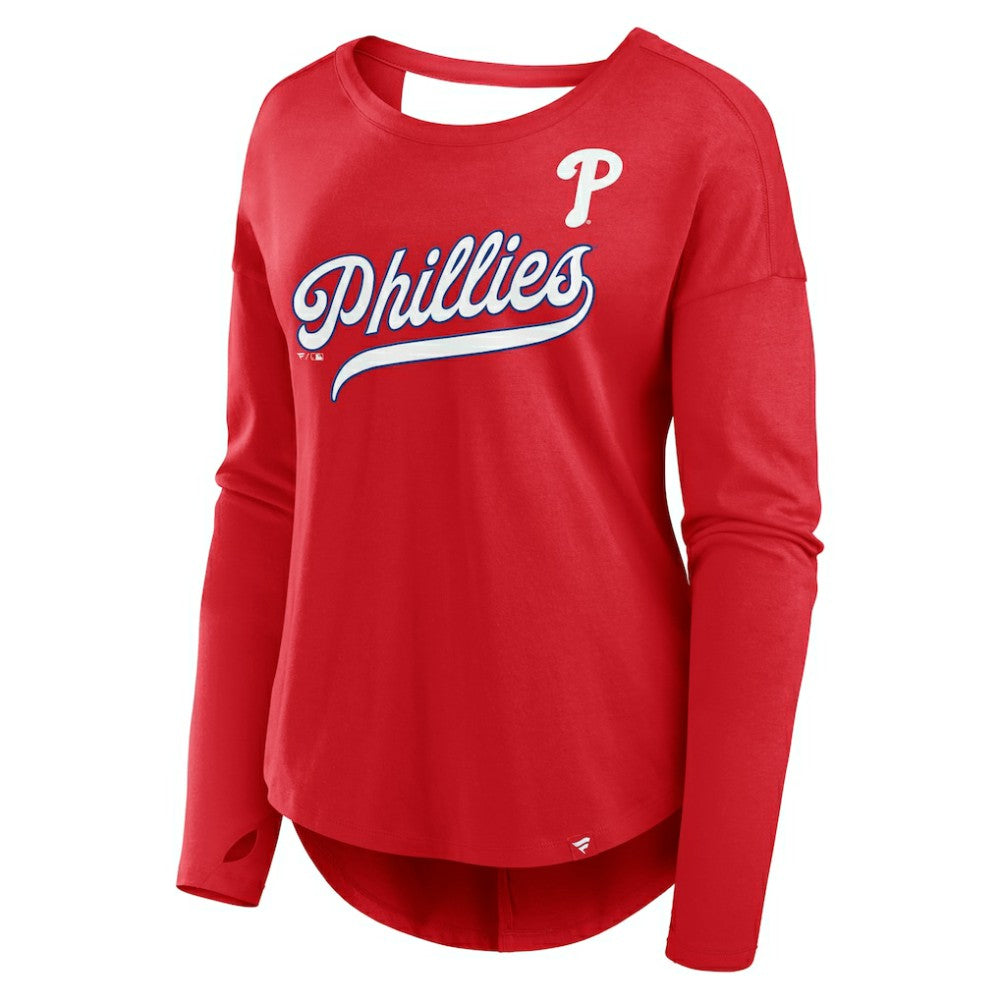 Philadelphia Phillies Fanatics Women's Core Boat Neck Long Sleeve T-Shirt  Outlet