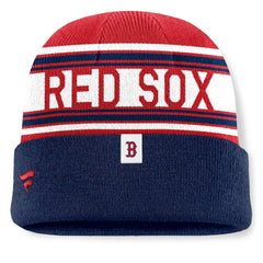 Boston Red Sox Fanatics Fundamental Team Stripe Cuffed Knit Hat Outlet