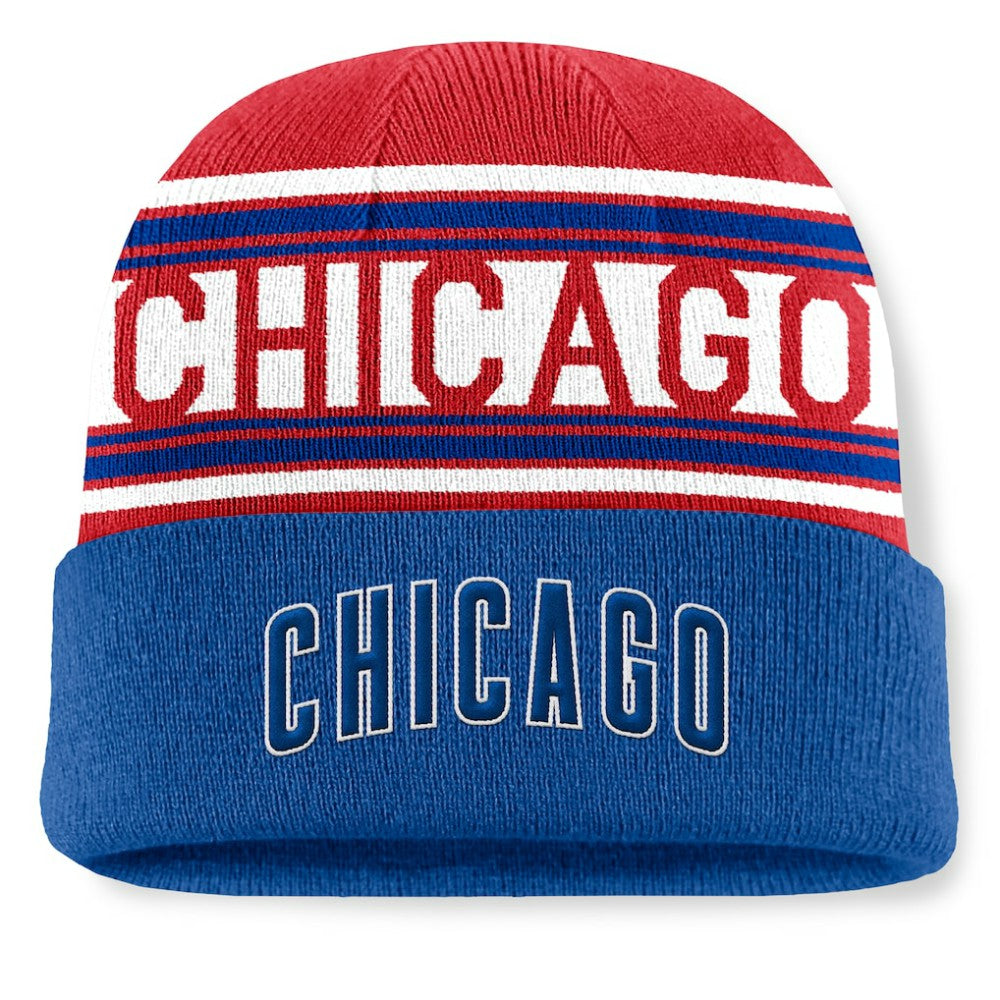 Chicago Cubs Fanatics Fundamental Team Stripe Cuffed Knit Hat Discount