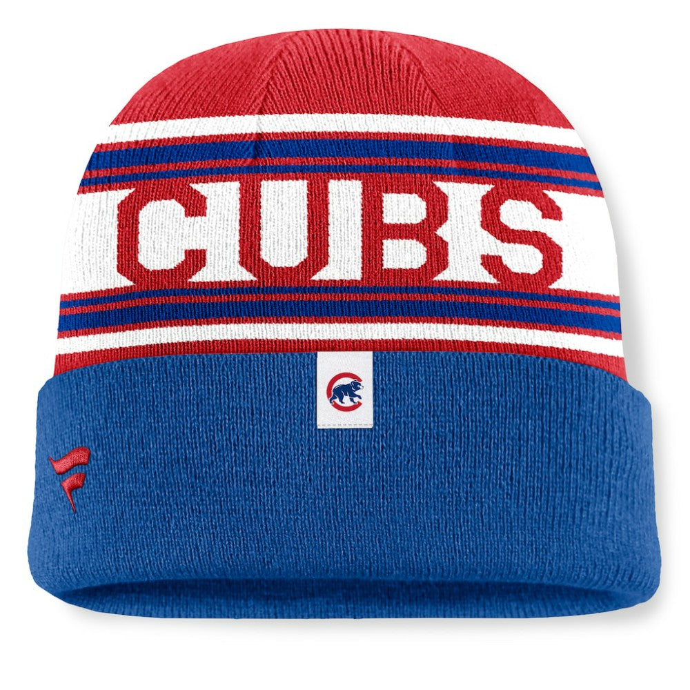 Chicago Cubs Fanatics Fundamental Team Stripe Cuffed Knit Hat Discount