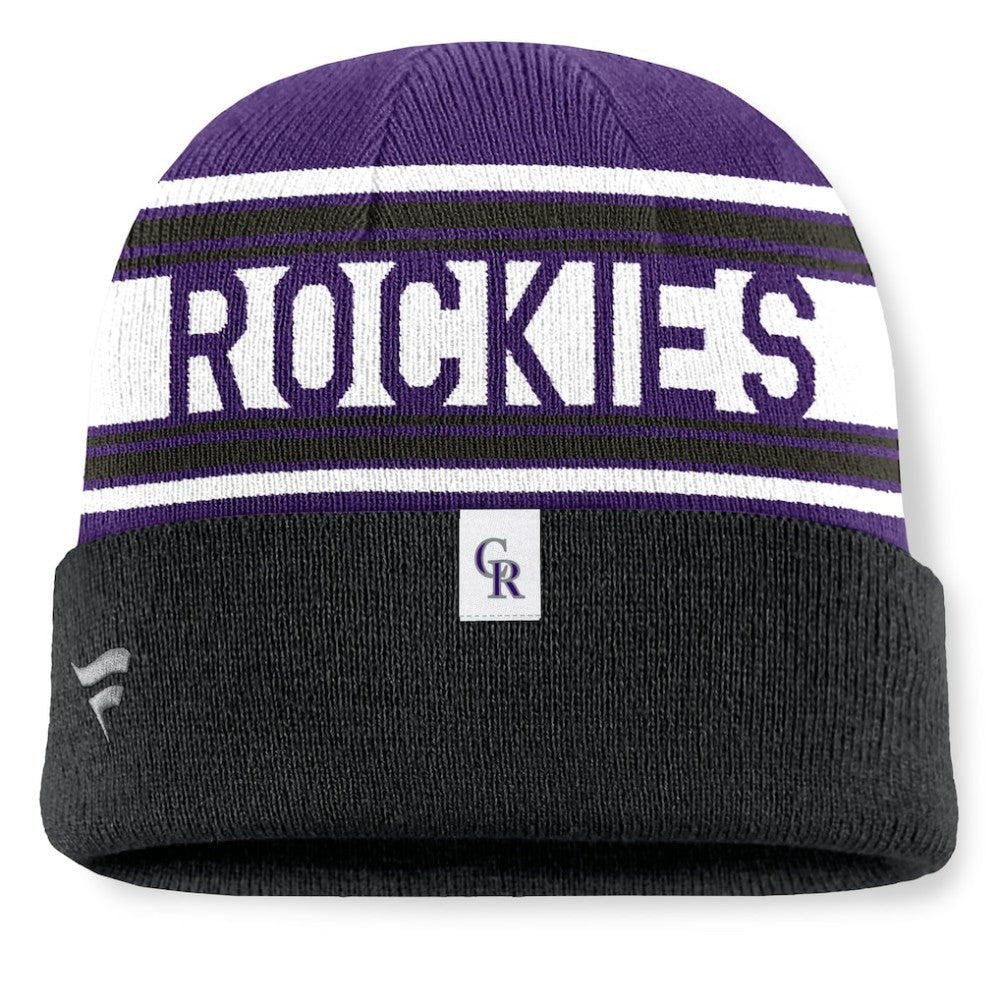 Colorado Rockies Fanatics Fundamental Team Stripe Cuffed Knit Hat Sale
