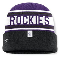 Colorado Rockies Fanatics Fundamental Team Stripe Cuffed Knit Hat Sale