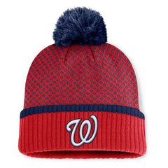 Washington Nationals Fanatics Women's Fundamental Jacquard Cuffed Knit Hat with Pom Sale