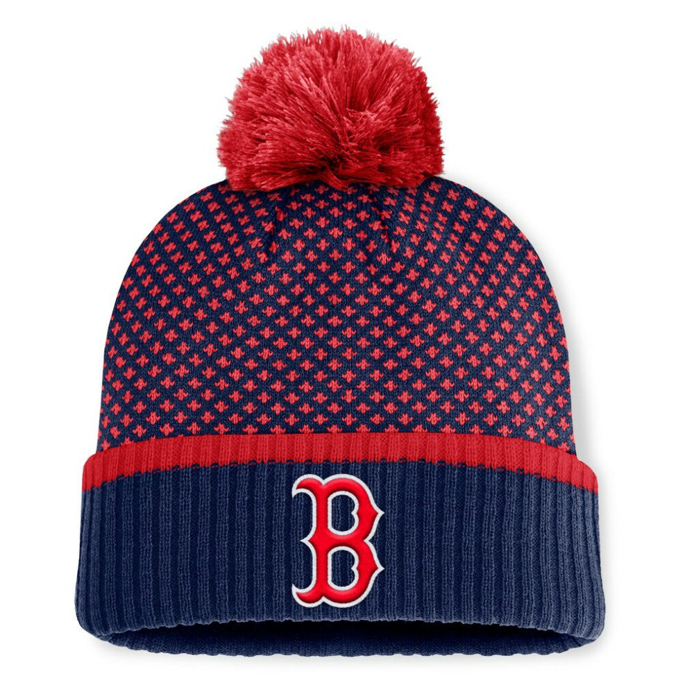 Boston Red Sox Fanatics Women's Fundamental Jacquard Cuffed Knit Hat with Pom Near Me