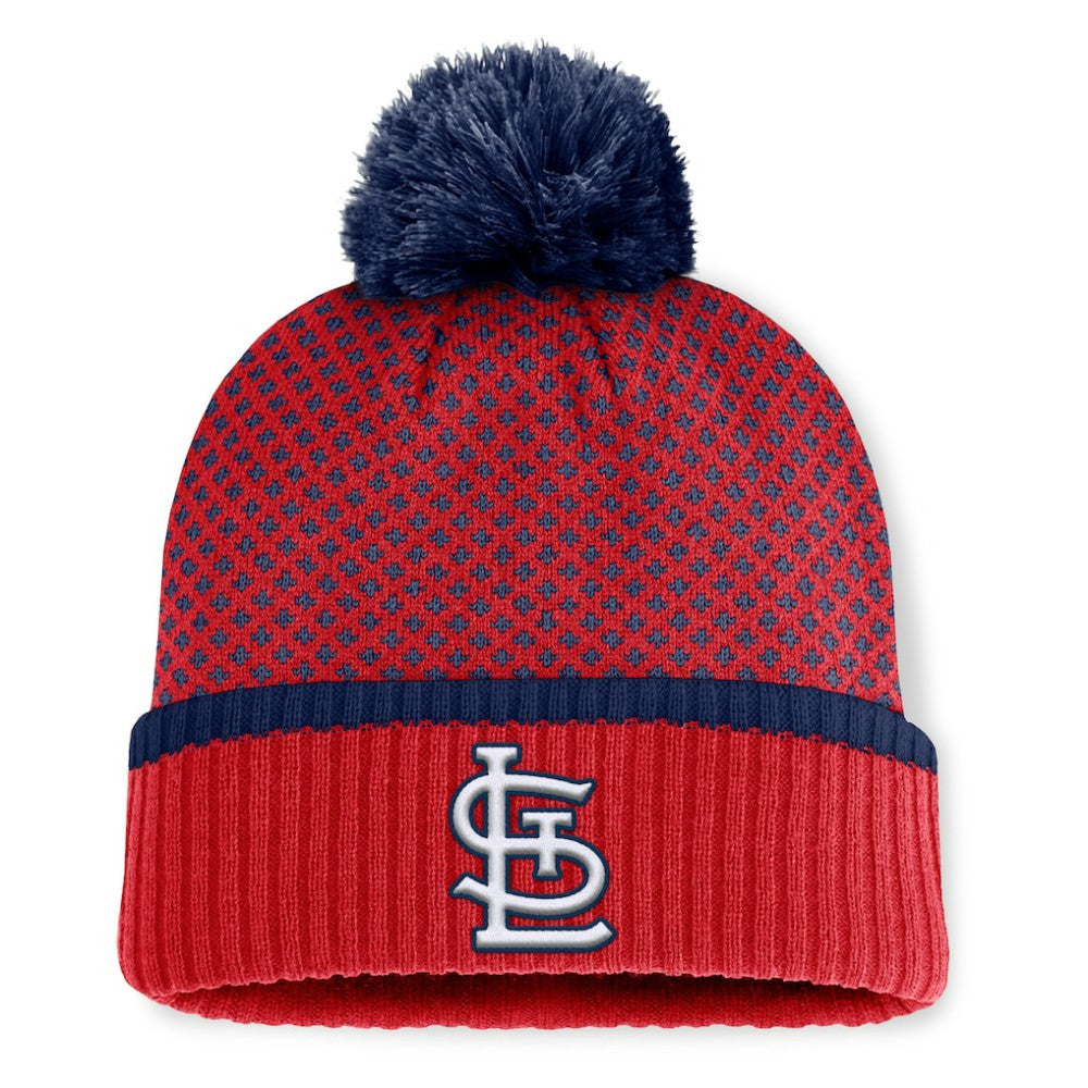 St. Louis Cardinals Fanatics Women's Fundamental Jacquard Cuffed Knit Hat with Pom Online