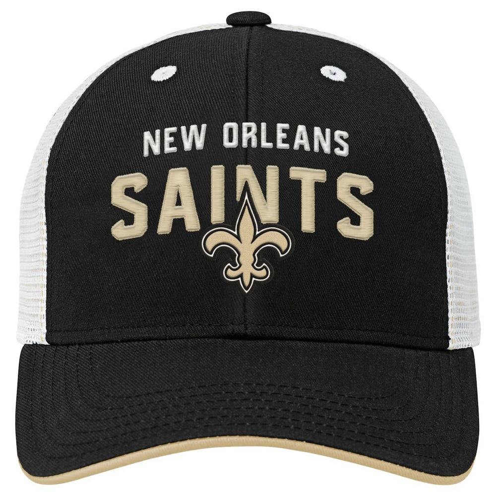 New Orleans Saints Youth Core Lockup Trucker Adjustable Hat - Black - NFL