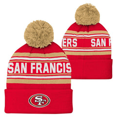 San Francisco 49ers Youth Jacquard Cuffed Knit Hat with Pom - Scarlet - NFL