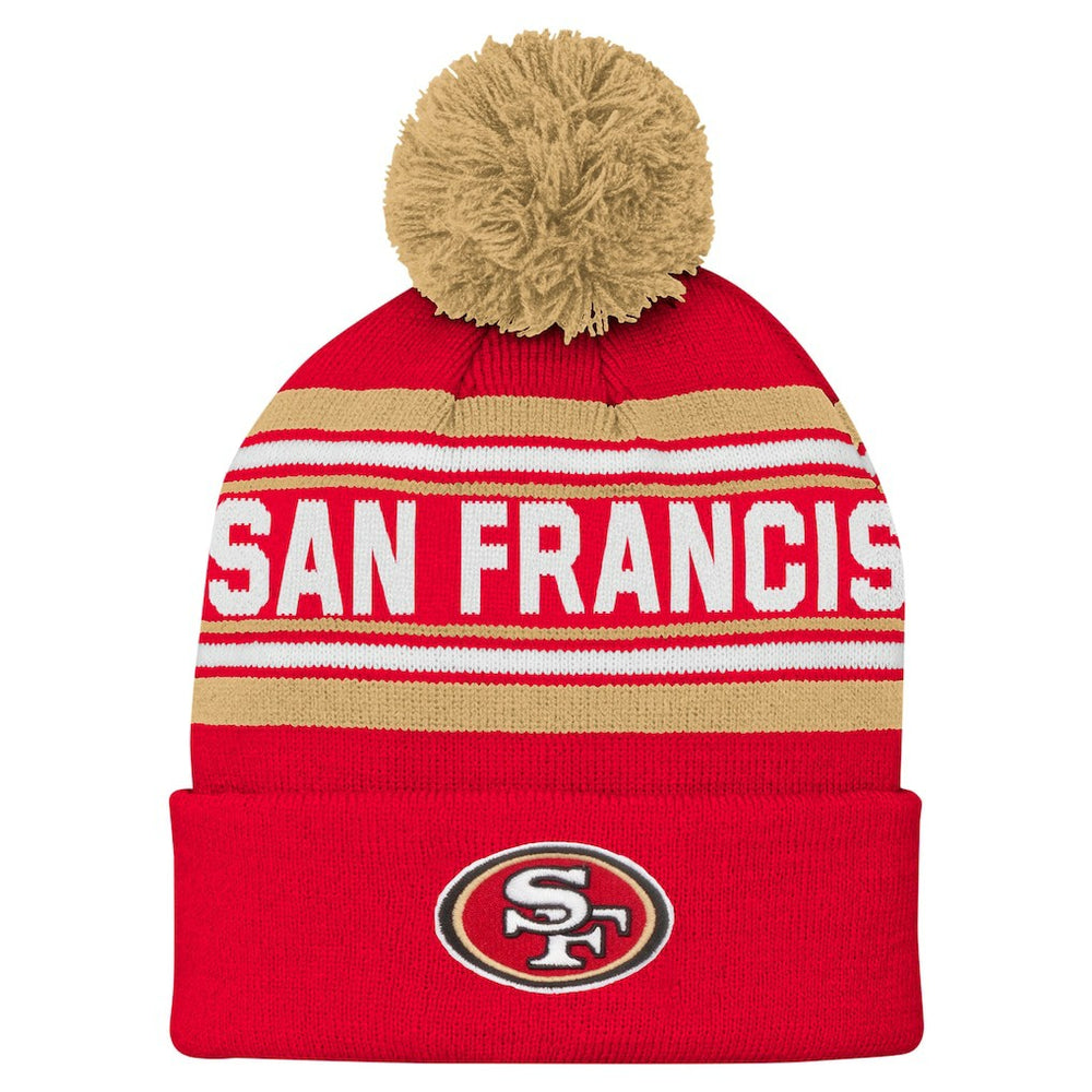 San Francisco 49ers Youth Jacquard Cuffed Knit Hat with Pom - Scarlet - NFL