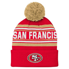 San Francisco 49ers Youth Jacquard Cuffed Knit Hat with Pom - Scarlet - NFL