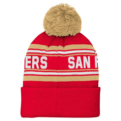 San Francisco 49ers Youth Jacquard Cuffed Knit Hat with Pom - Scarlet - NFL