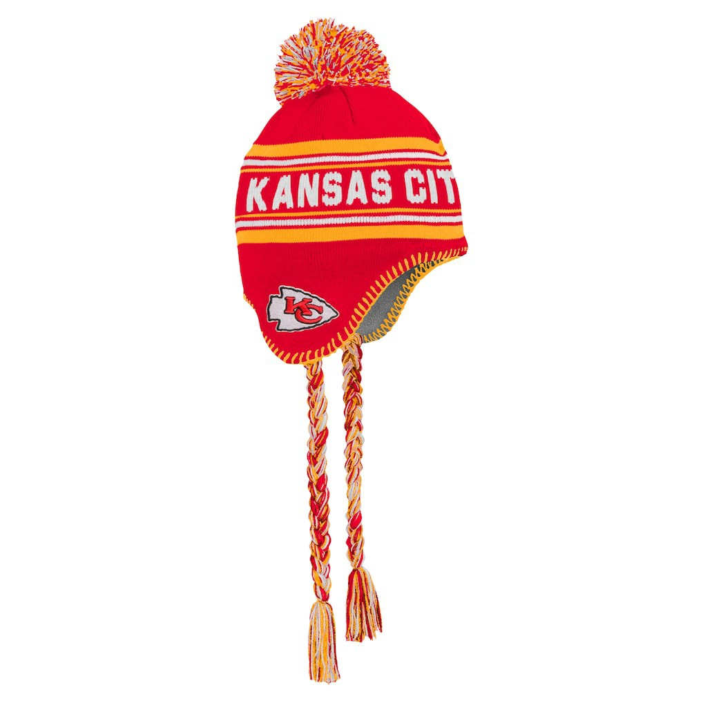 Kansas City Chiefs Youth Jacquard Tassel Knit Hat with Pom - Red - NFL