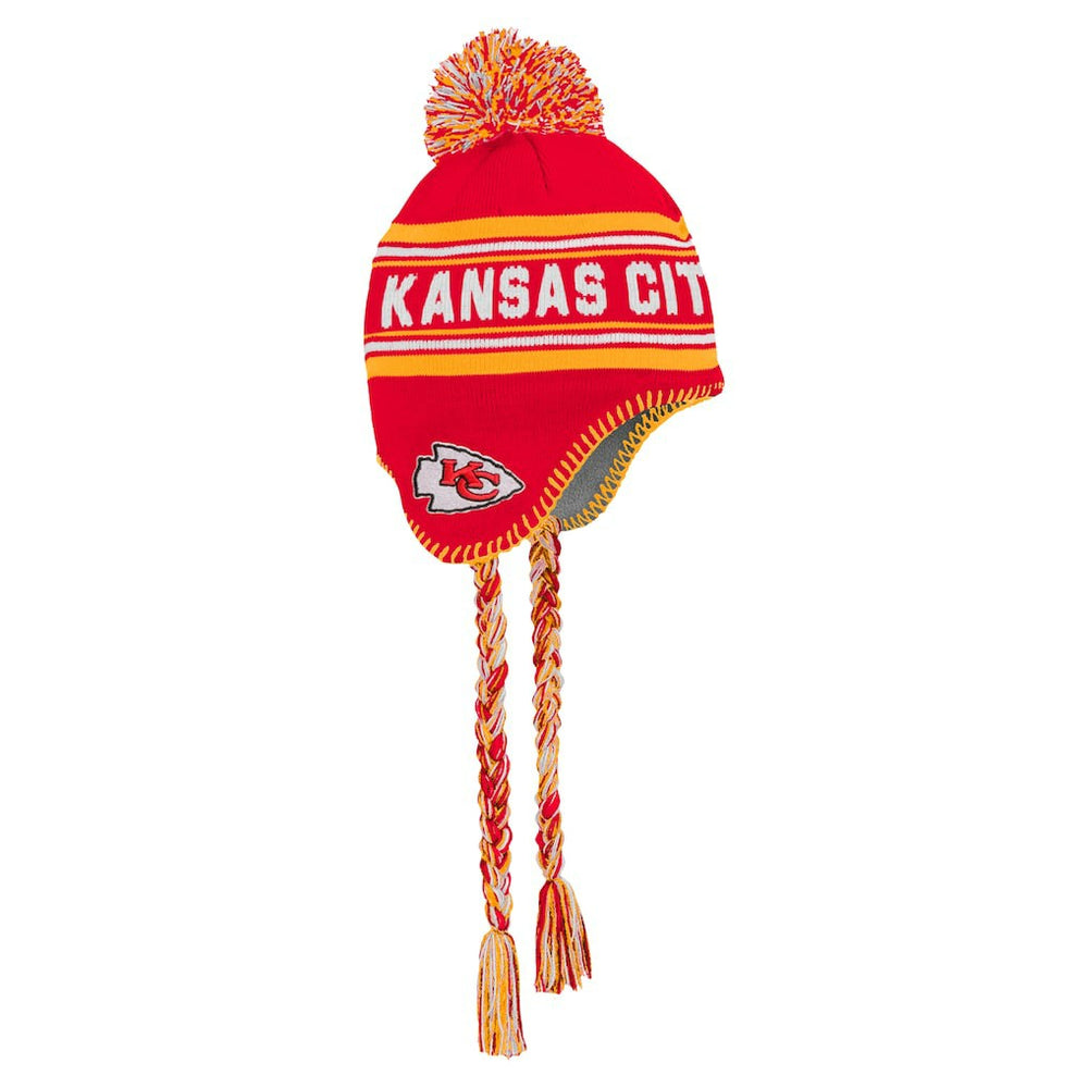 Kansas City Chiefs Youth Jacquard Tassel Knit Hat with Pom - Red - NFL