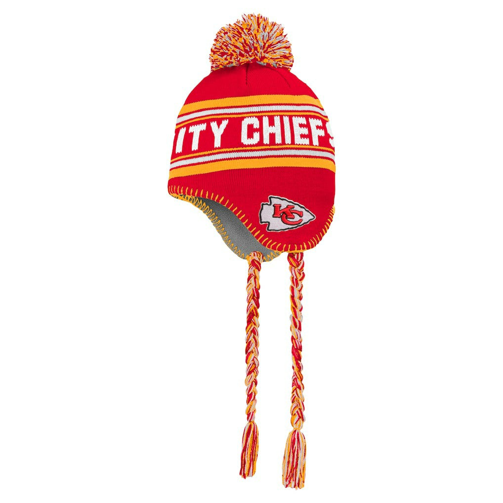 Kansas City Chiefs Youth Jacquard Tassel Knit Hat with Pom - Red - NFL