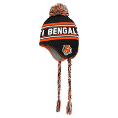 Cincinnati Bengals Youth Jacquard Tassel Knit Hat with Pom - Black - NFL