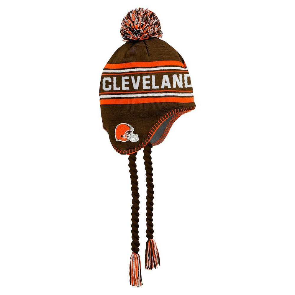 Cleveland Browns Youth Jacquard Tassel Knit Hat with Pom - Brown - NFL