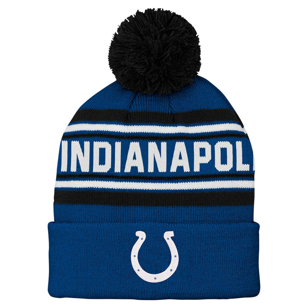 Indianapolis Colts Preschool Jacquard Cuffed Knit Hat with Pom - Royal - NFL