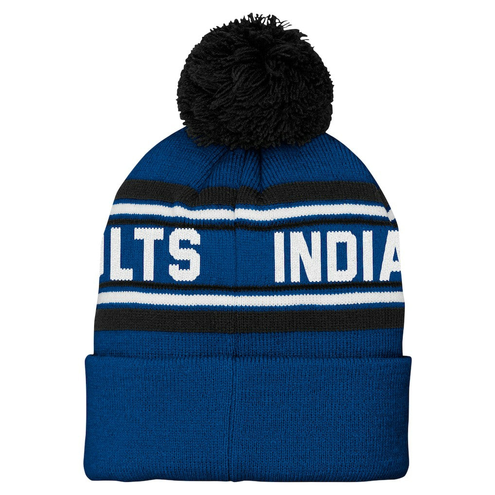Indianapolis Colts Preschool Jacquard Cuffed Knit Hat with Pom - Royal - NFL