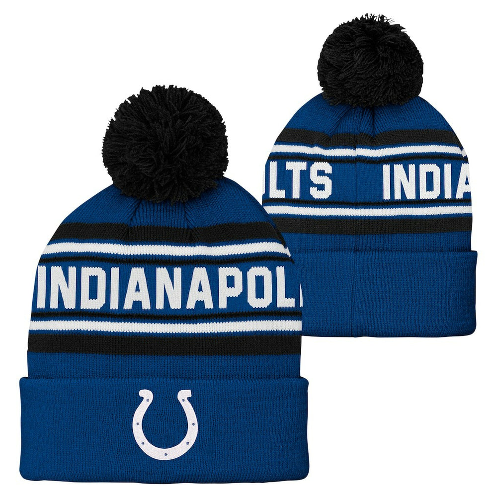 Indianapolis Colts Preschool Jacquard Cuffed Knit Hat with Pom - Royal - NFL
