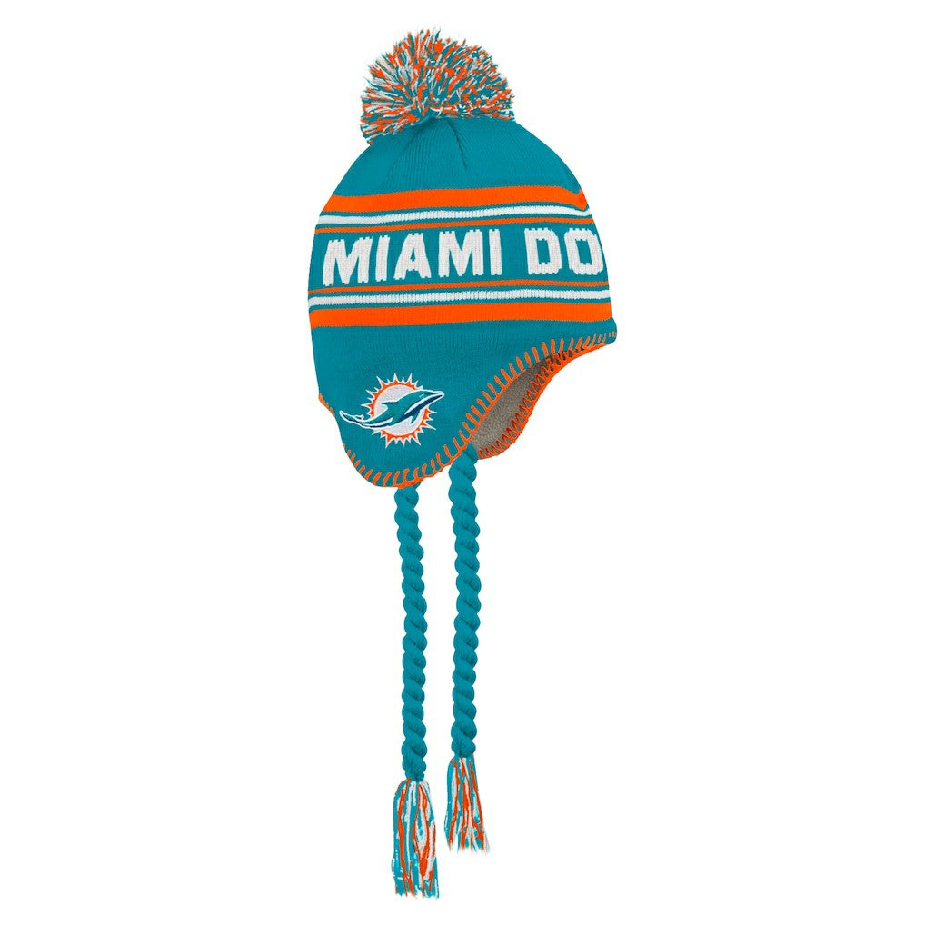 Miami Dolphins Preschool Jacquard Tassel Knit Hat with Pom - Aqua - NFL